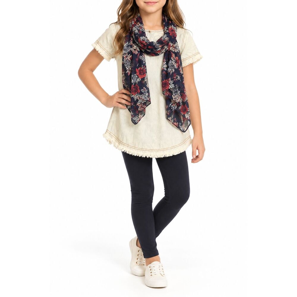 🔥5 for $30🔥 NWT Self Esteem Girls Denim Top w Matching Scarf | Size M
